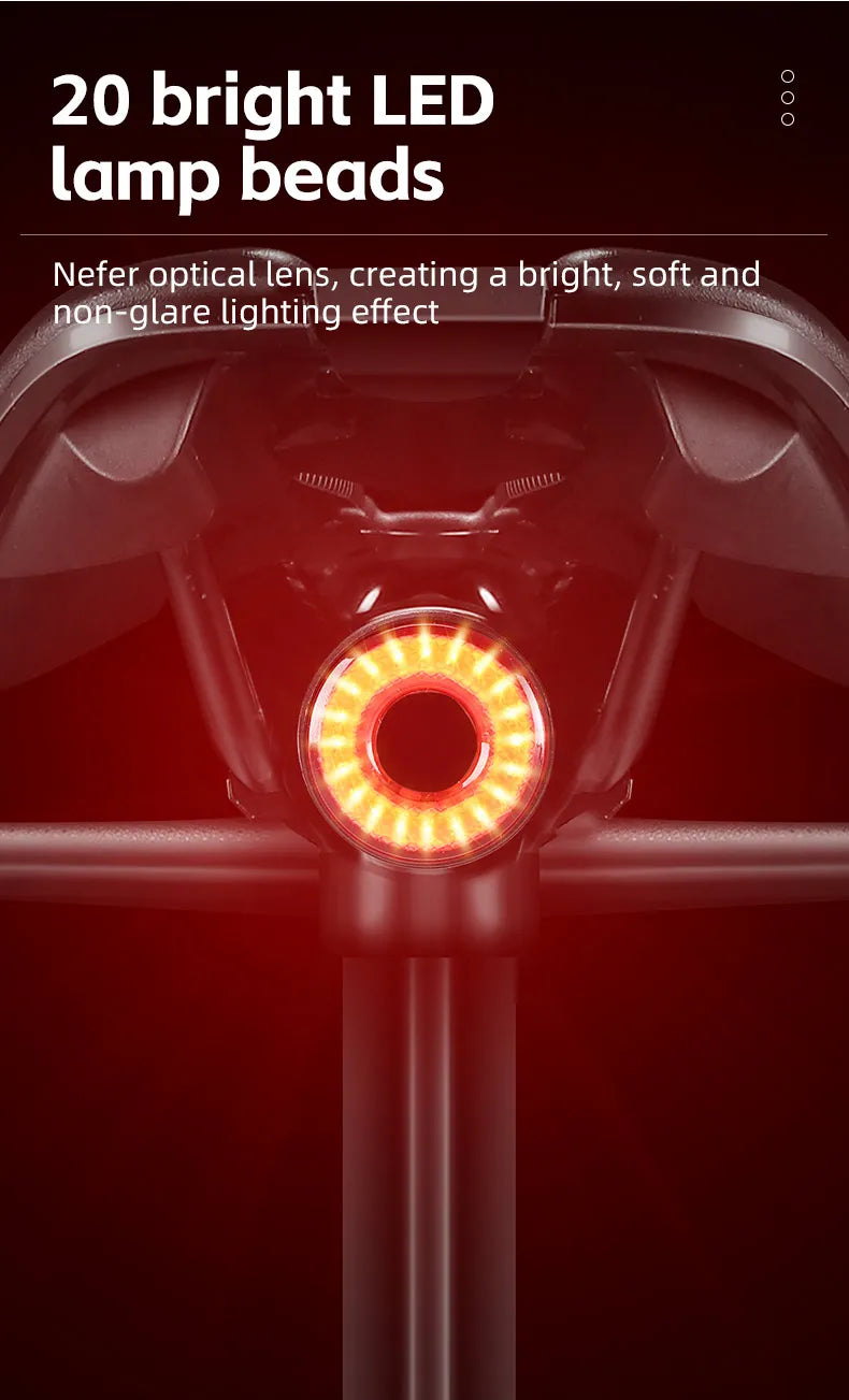 WEST BIKING Bike Rear Light Smart Brake Sensing Light Bicycle Tail Light Type-C Charging Taillight Road Cycling Accessories