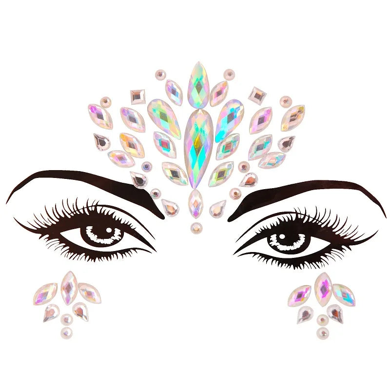 3D Rhinestone Bright Face stickers for festival Glitter Makeup Jewelry Sticker on Face crystals Gems jewels diamonds decoration