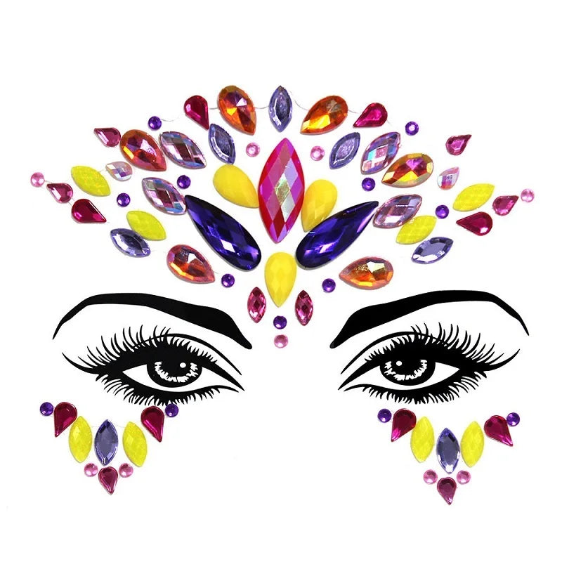 3D Rhinestone Bright Face stickers for festival Glitter Makeup Jewelry Sticker on Face crystals Gems jewels diamonds decoration