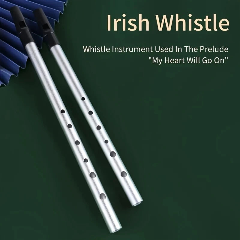 Miwayer Authentic Irish Whistle Flute C/D Key Tin Penny Whistle with 6 Holes Perfect Traditional Irish Music Musical Instrument