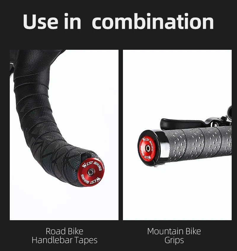 WEST BIKING MTB Road Bike Handlebar End Plugs Aluminum Alloy Handle Bar End Cap BMX Bike Grip Multi-color Cover Bicycle Accessor