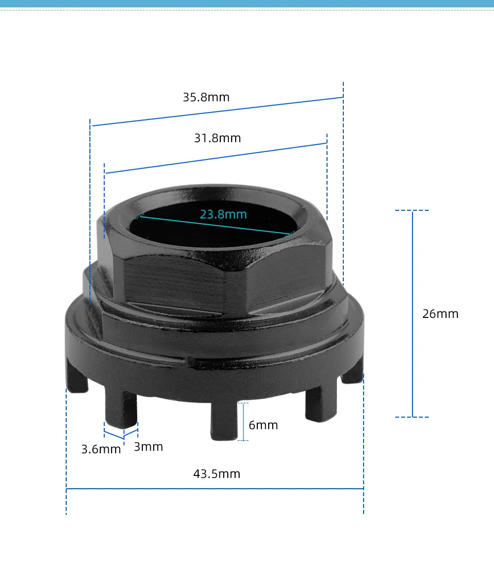 Eight Notch Tool Bicycle Drive-side Bottom Bracket ISIS BB Cups Install e-Bike 8 Teeth Fitting Chainring Lockring Removal Sleeve