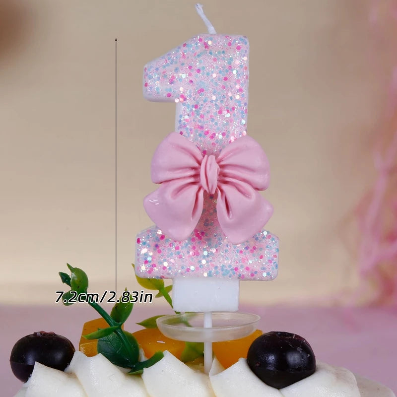 1st Birthday Candle Cake Topper Colours Creative Number 1 Candle Cute Pink Butterfly Digital Candle Birthday Wedding Party Decor