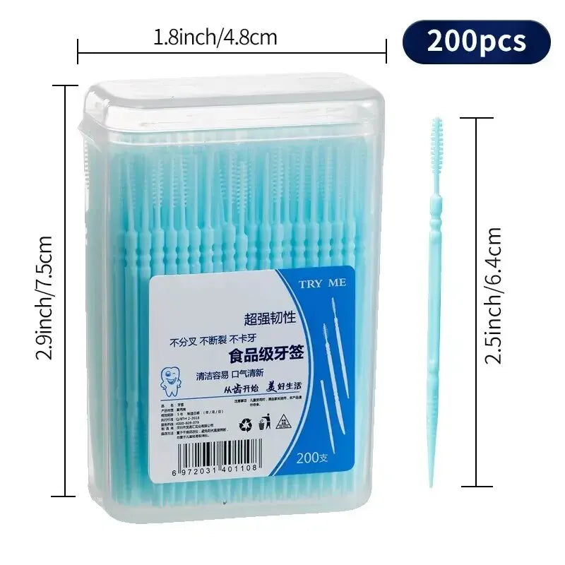 【Hot sales】Disposable double-head floss 200 toothpicks, floss, toothpicks Dental cleaning and care supplies