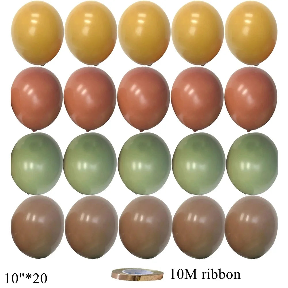 15/20PCS 10inch Vintage Balloons Retro Khaki Green Balloon Set for Wedding Anniversary Happy Birthday Party Decoration Supplies
