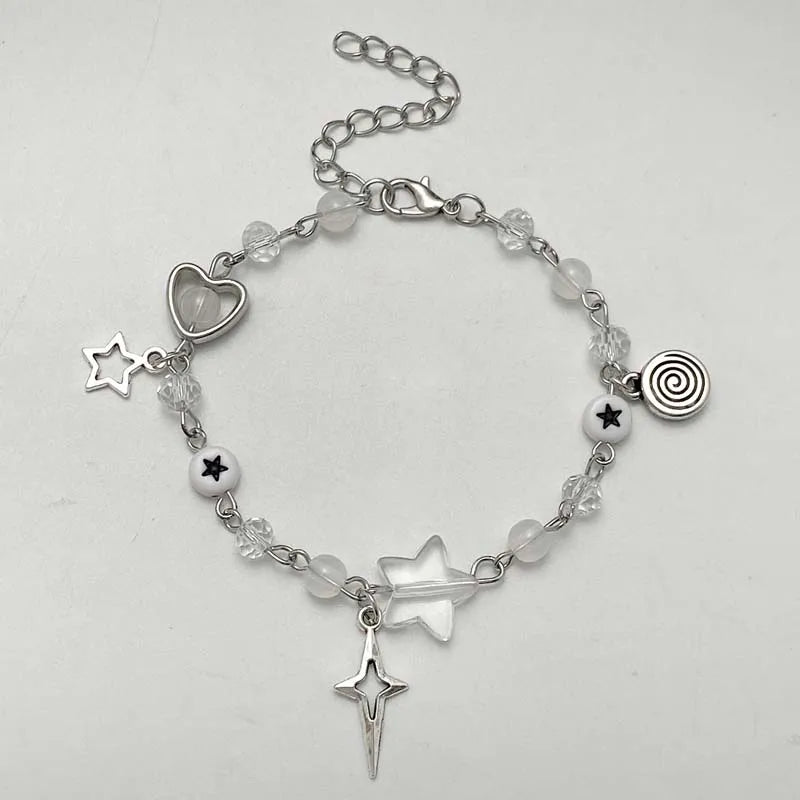 Fashion Couple Beads Bracelets Love Heart Star Handmade Y2K Charm Anime Beaded Kawaii Friendship Couple Bracelet Jewelry