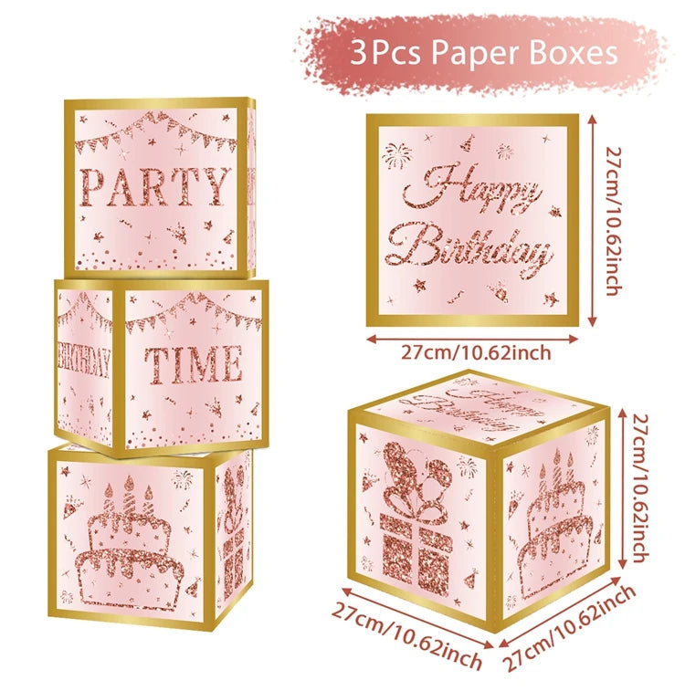 Gold Black Birthday Number Paper Boxes 18 30 40 50 60 70 75 80 Year Old Birthday Party Decoration Adult Birthday Party Supplies