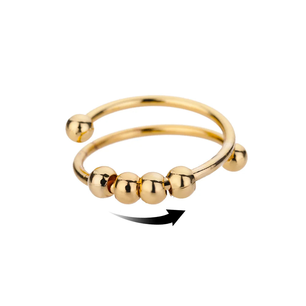 Anti Stress Anxiety Fidget Rings for Women Stainless Steel Sunflower Sun Star Spinner Ring Christmas Jewelry Gifts
