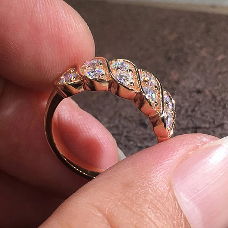 Luxury Women Wedding Rings Rose Gold Color Modern Fashion Female Accessories Party Statement Lady Jewelry Drop Shipping
