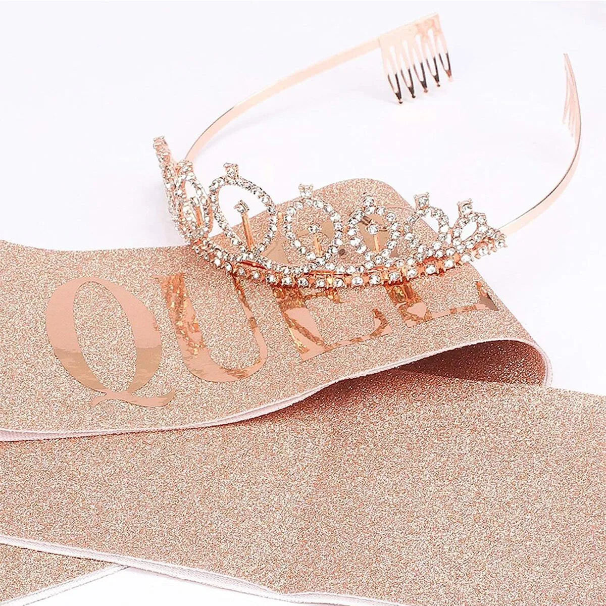 2pcs "Birthday Queen" Ribbon + Birthday crown tiara for Bachelorette Party Girls Birthday Party Decoration Party Supplies Gifts