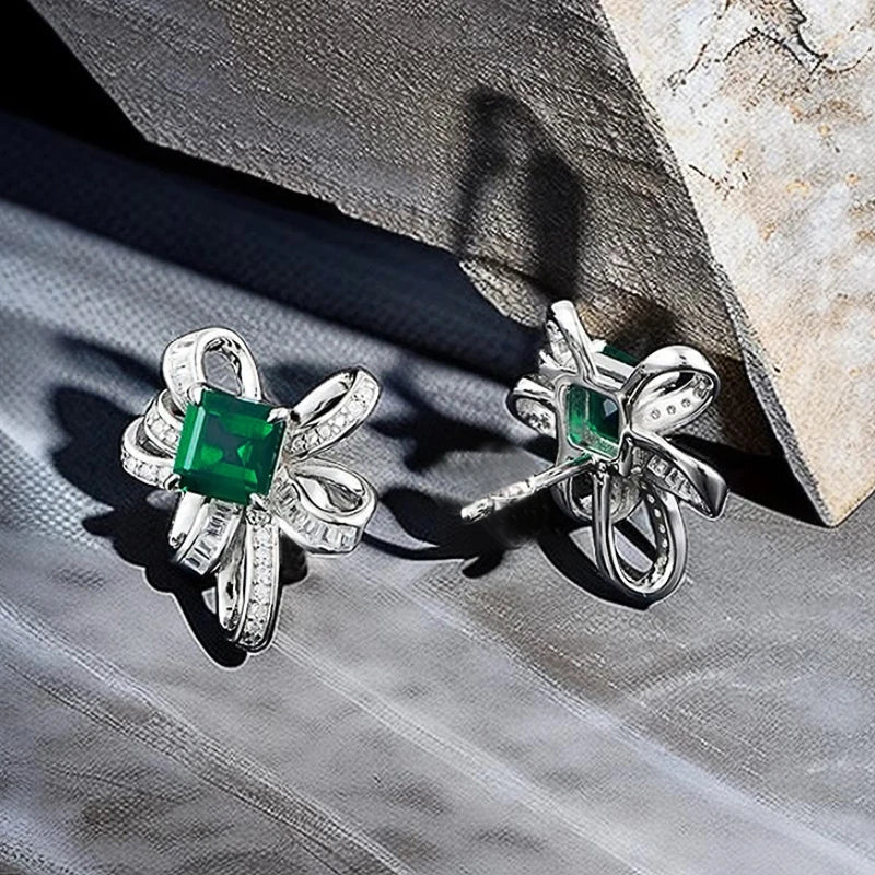 Modern Design Stud Earrings Luxury Female Personality Accessories with Bright Zirconia Silver Color Jewelry for Wedding
