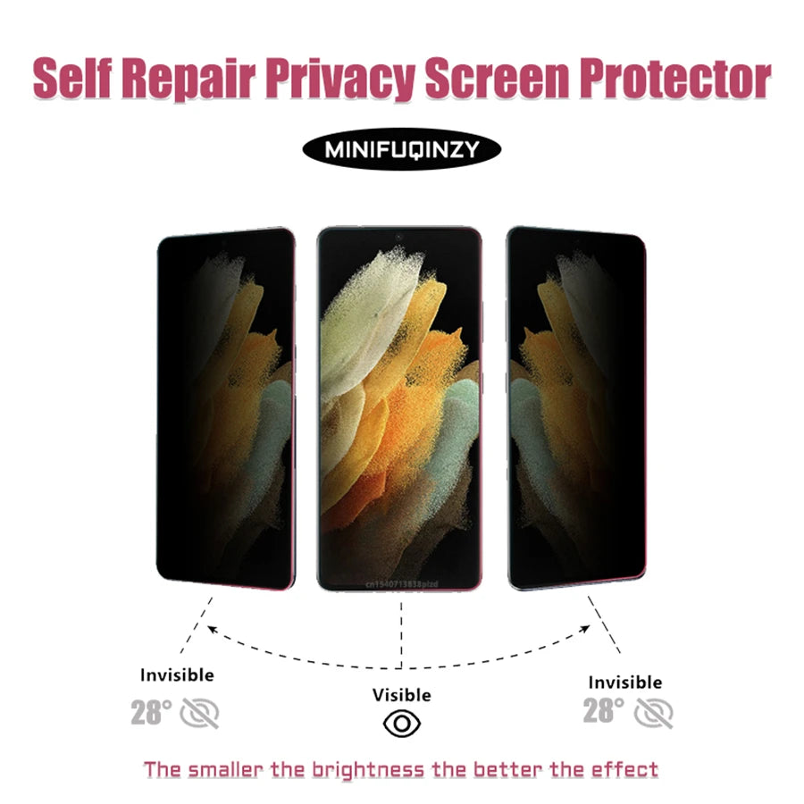 Self Repair Film For Samsung Galaxy S25 Ultra S24 S23 S22 S20 Plus FE Privacy Screen Protector Unlock S21 5G Note 20 Not Glass