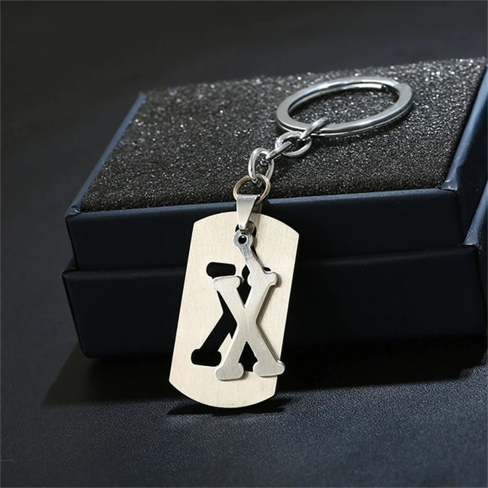NEW DIY Stainless Steel A-Z Letters key Chain Charm 26 Letters KeyChain Men Women keychain Couple gift Jewelry Car Key Ring