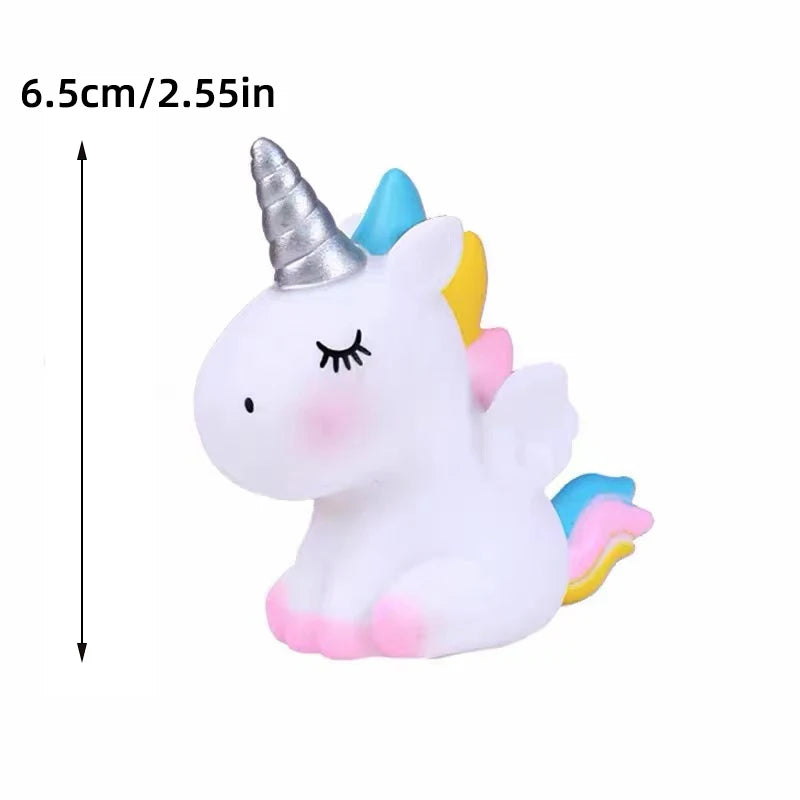 9 pcs unicorn rainbow cake topper unicorn with rainbow clouds stars Happy birthday cake decorations for girls one year old party