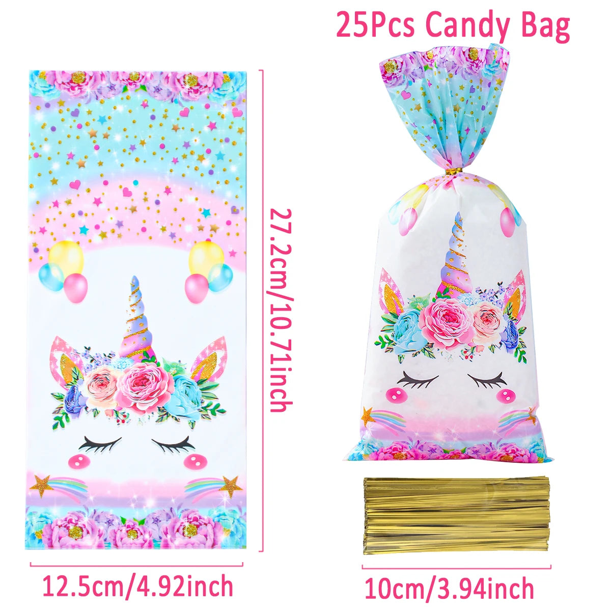 25/50/100pcs Unicorn Theme Candy Packing Bags Unicorn Birthday Party Decoration Kids Baby Shower Wedding Gift Bag Party Supplies
