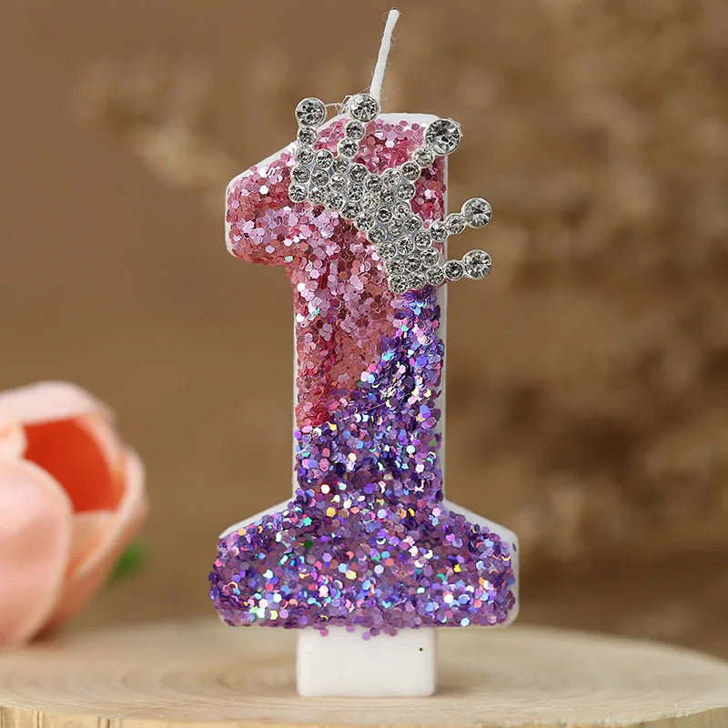 2nd Birthday Candle Cake Topper Colour Changing Creative Number 2 Candle Princess Crown Girl 1st Happy Birthday Party Decoration