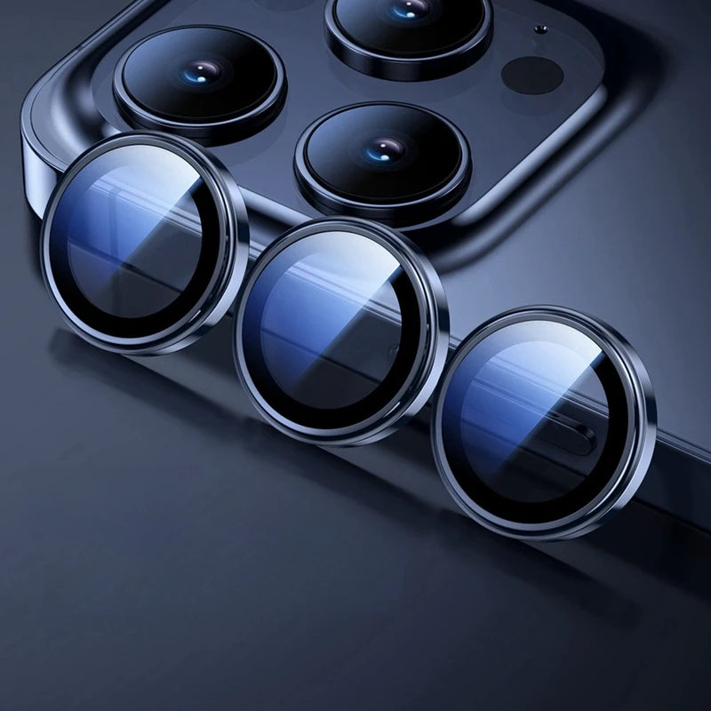 Metal Ring Lens Glass for iPhone 15 16 Pro Max 15pro Alloy Camera Protector Back Lens Film Cap Cover with Positioner