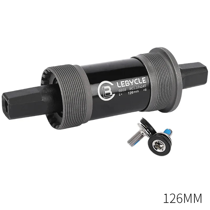 LEBYCLE MTB Road Bicycle Square Bottom Bracket BB68 Threaded Bottom Bracket Bike Hollow Axle 113/120/122.5/124.5/126mm
