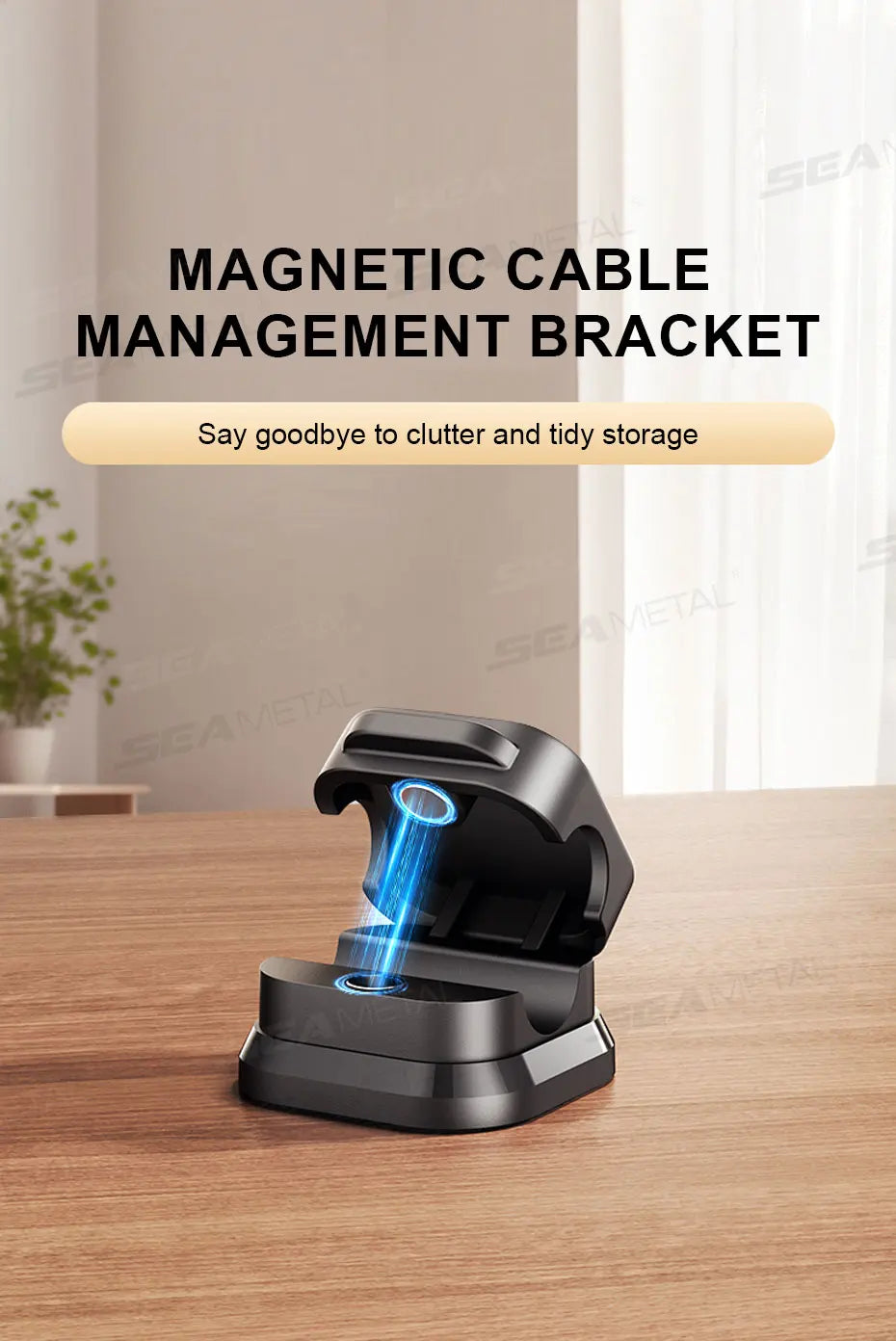 SEAMETAL 10Pcs Magnetic Cable Holder Self Adhesive Cord Clip Smooth Pulling Charging Cable Keeper Wire Clip for Car/Home/Office