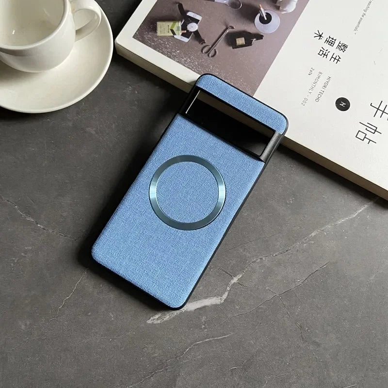 Luxury Business Magnetic Wireless Charging Case for Google Pixel 9 ProXL 6 7 8 Pro 6XL 5A 6A 8A Magsafe Linen Leather Slim Cover