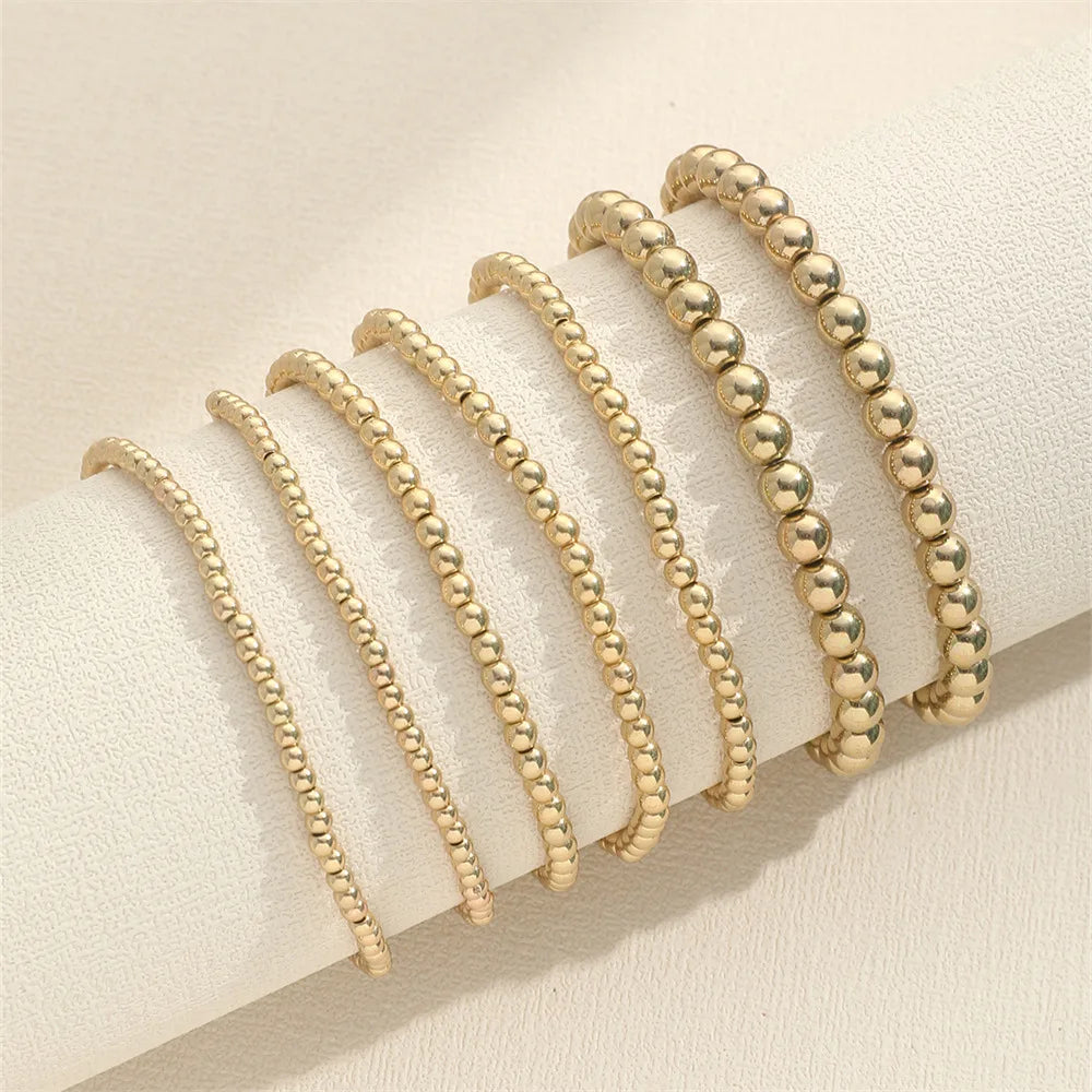 7 Pcs/Set Handmade Beaded Elastic Rope Stacking Bracelets Set For Women Jewelry Accessories