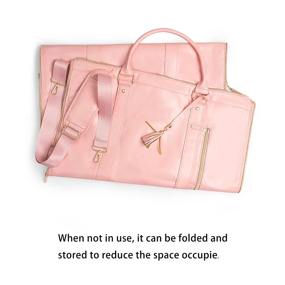 Geestock Folding Suit Storage Bag New PU Travel bag Large Waterproof Travel Suitcase For Women Sport Outdoor Weekend Bag Handbag