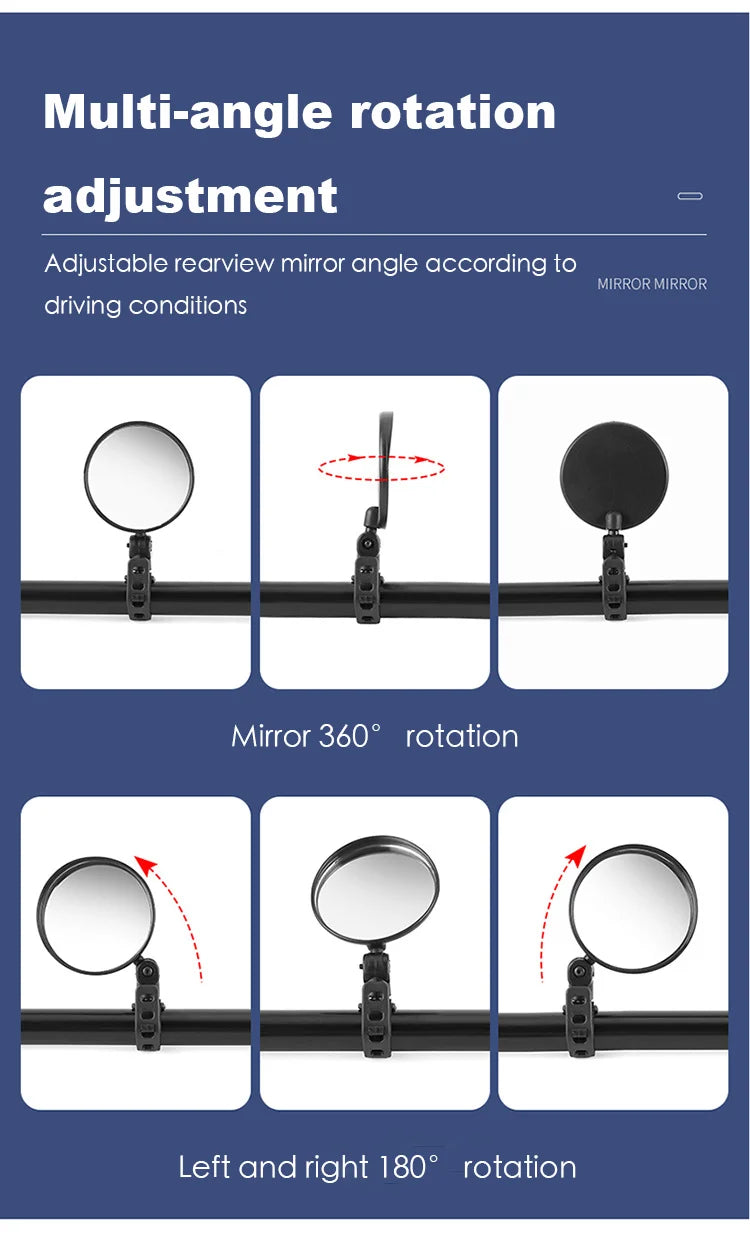 Universal Bicycle Rearview Mirror Adjustable Rotate Wide Angle Cycling Handlebar Rear View Mirrors for MTB Road Bike Accessories