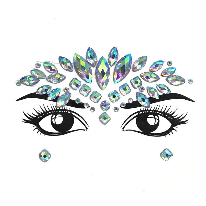 3D Rhinestone Bright Face stickers for festival Glitter Makeup Jewelry Sticker on Face crystals Gems jewels diamonds decoration