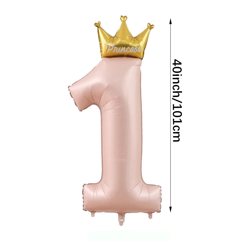 40 inch Pink Standing Crown Digital Girl Birthday Party Anniversary Party Decoration Balloon