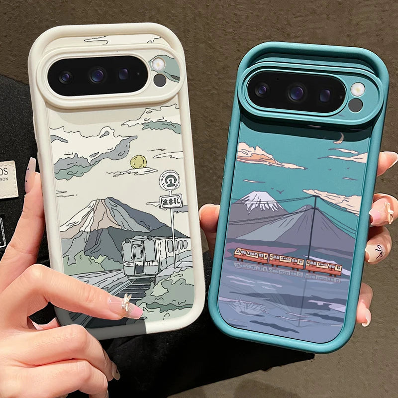 Landscape Pattern Solid Color TPU Case For Google Pixel 8 7 Pro 8A Pixel 9 Pro XL Shockproof Soft Silicone Cover Protector Cases
