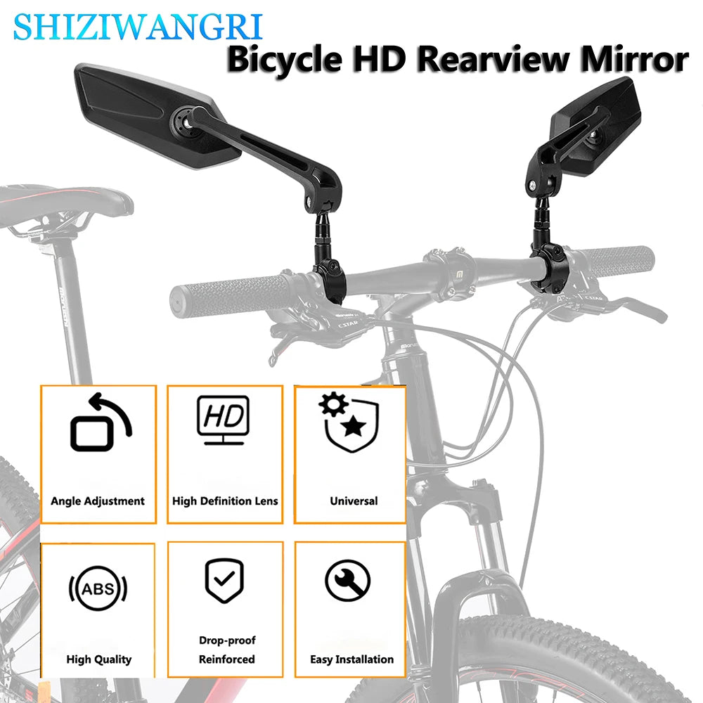 Bicycle Mirror Bike Rearview Mirror For Bicycle HD Adjustable Cycling Mirrors Left Right Angle Wide Bike Accessories
