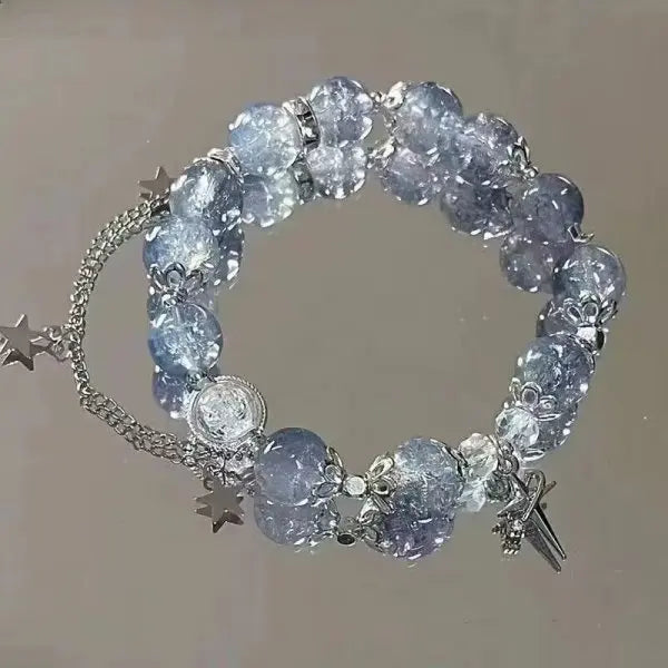 New Fashion Y2K Sweet Cherry Blossom Bracelet For Women Exquisite Elegant Flower Crystal Beaded Bracelet Girl Party Jewelry Gift