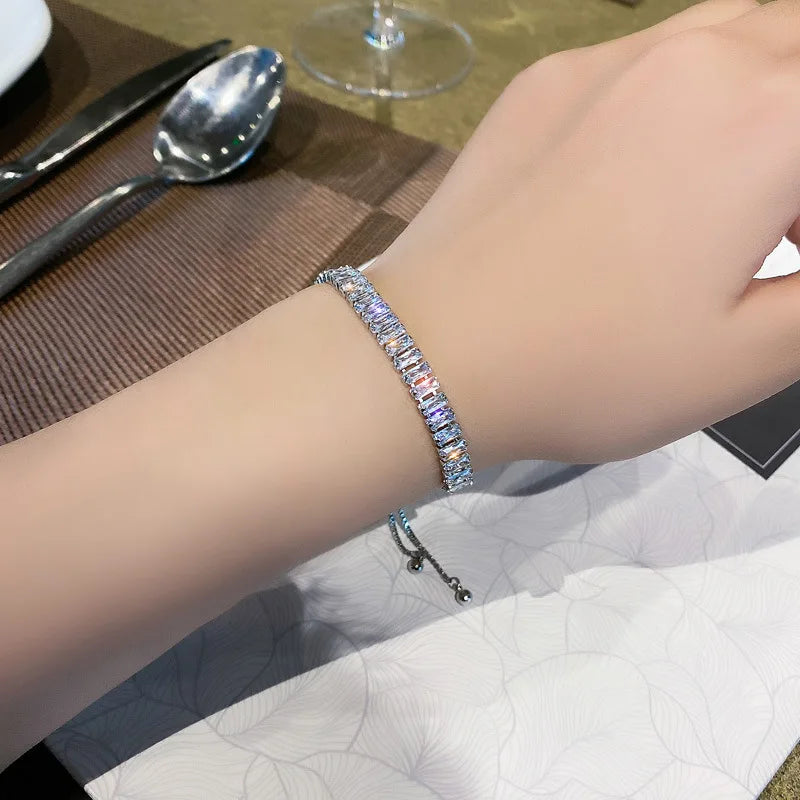 Full of Rhinestone Stainless Steel Bracelet For Women 2022 New Designer Shiny Luxury Zircon Adjustable Bracelets Jewelry Gift