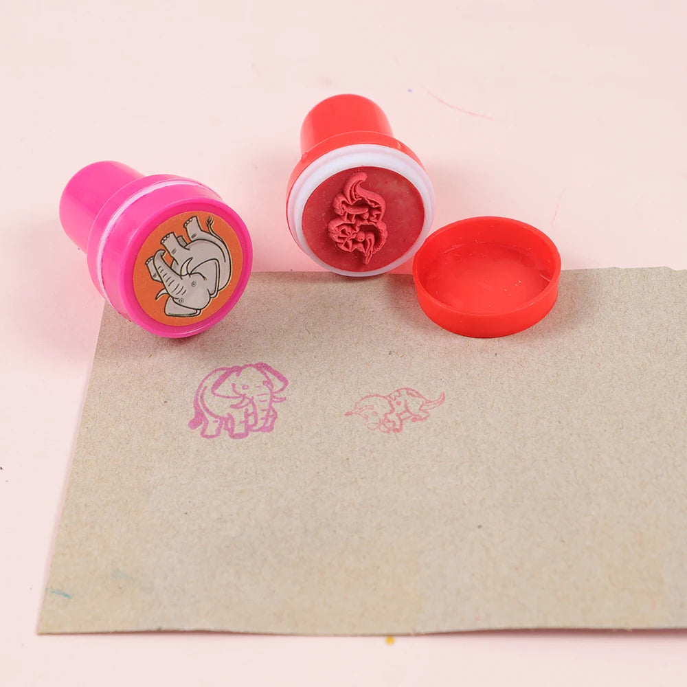 20pcs Assorted Stamps for Kids Self-ink Stamps Children Toy anima Smiley Face Seal Scrapbooking DIY Painting Photo Album Decor 