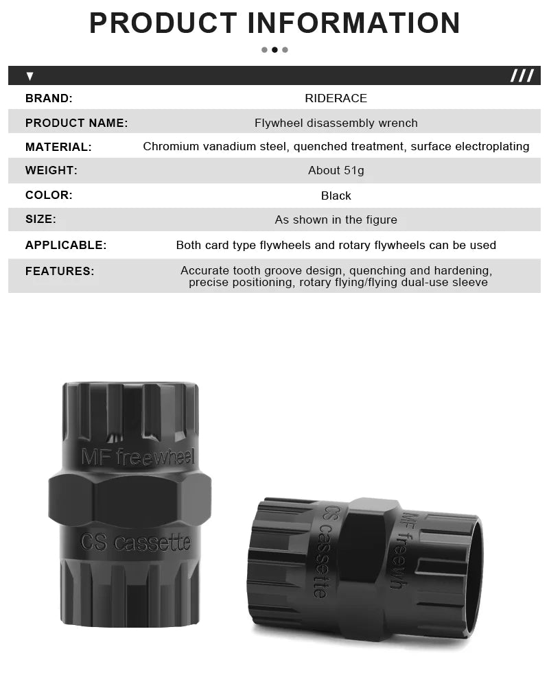 Bike Flywheel Remover Socket Tool Wear-Resistant High Strength Steel Bicycle Cassette Flywheel Lockring Remover MTB Repair Tools