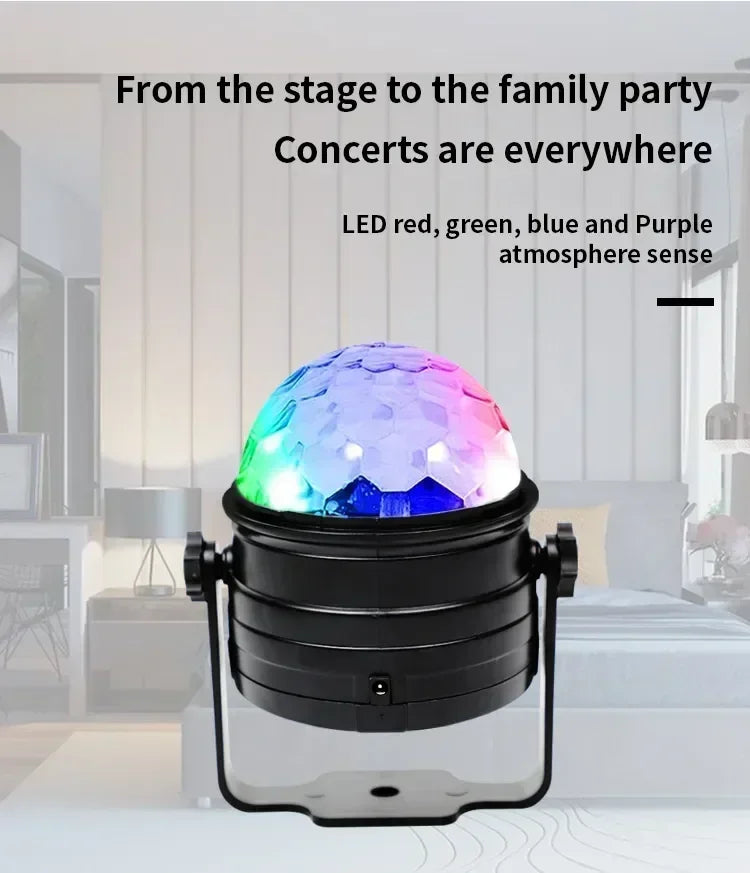 RGB LED Stage Disco Light Rotating DJ Ball Strobe Remote Sound Control Magic Dance Car Christmas Gift Party Club Laser Show Lamp