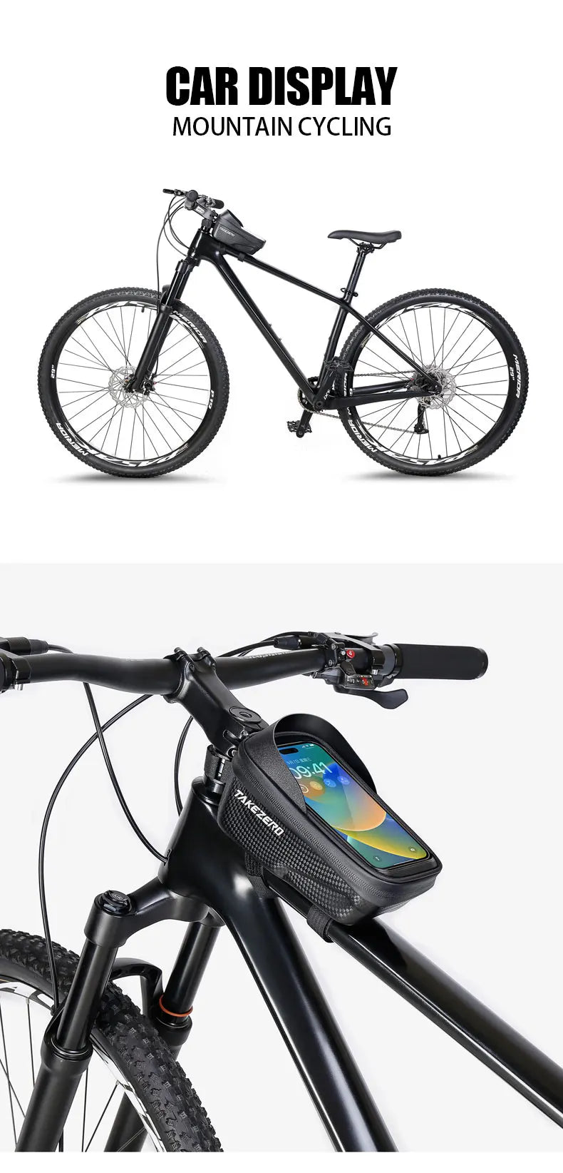 TAKEZERO A2 Mountain Bicycle Bag - Hard Shell EVA Front Bar Bag for Road Bikes, Mobile Phone Handlebar Bag - Cycling Equipment