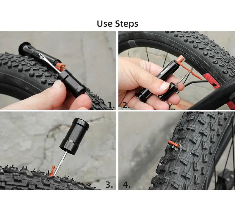 Deemount original Bicycle Tubeless Tire Repair Tool Tyre Drill Puncture for Urgent Glue Free Repair Optional Rubber Stripe