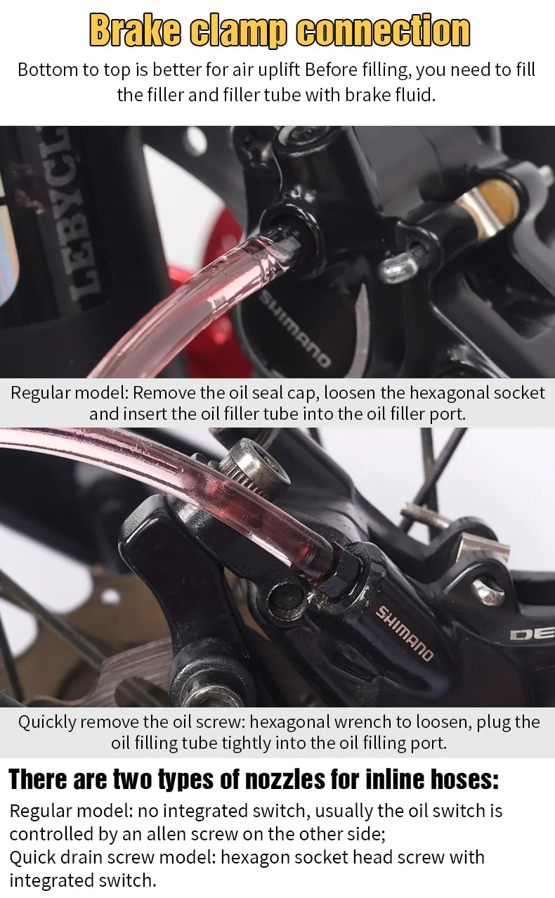 Lebycle MTB Road bicycle Alloy Bleeding kit for Shimano Brake Oil bleed Tool System Use Mineral Oil Brake Tools