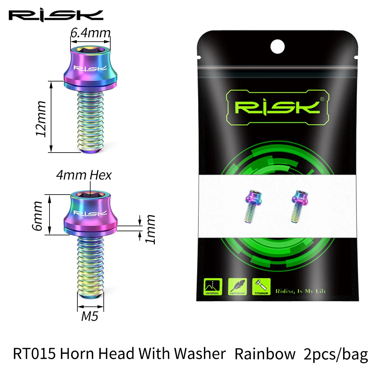 Risk M5x12mm Bike Water Bottle Cage Fixing Bolts Titanium Alloy MTB Road Bicycle Bottle Holder Screws Air Pump Fixed Bolts
