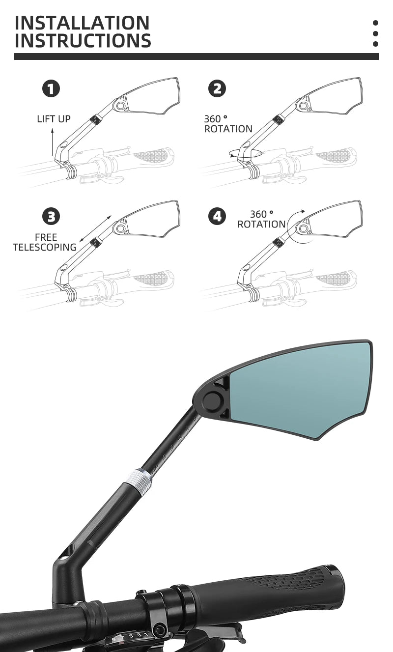WEST BIKING Anti-Glare Bicycle Mirror Handlebar Rear View Wide Range Back Sight Reflect electric scooter Mirror bike accessories