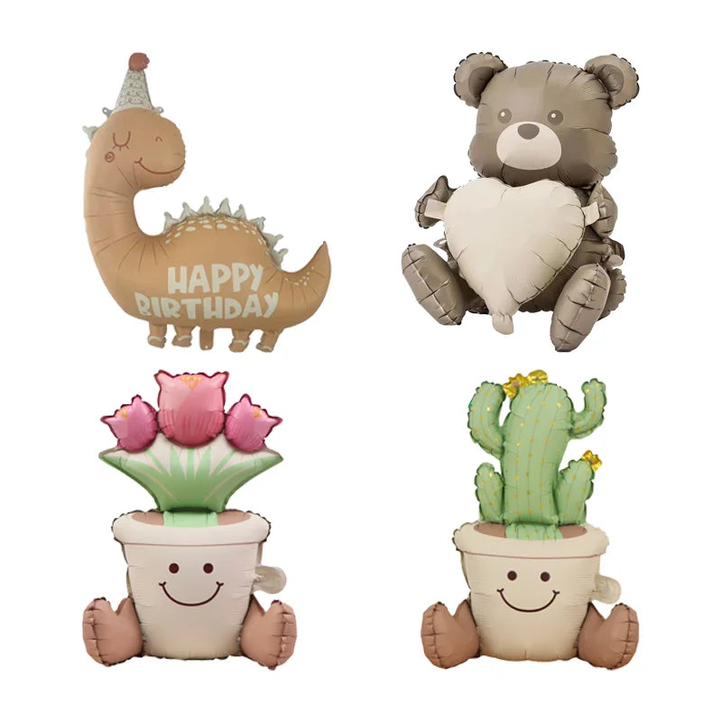 Cute Matte Rainbow Cake Bear Foil Balloon Kids Adult Birthday Party Decorations Cartoon Bow Candy Ice Cream Balloons Globos
