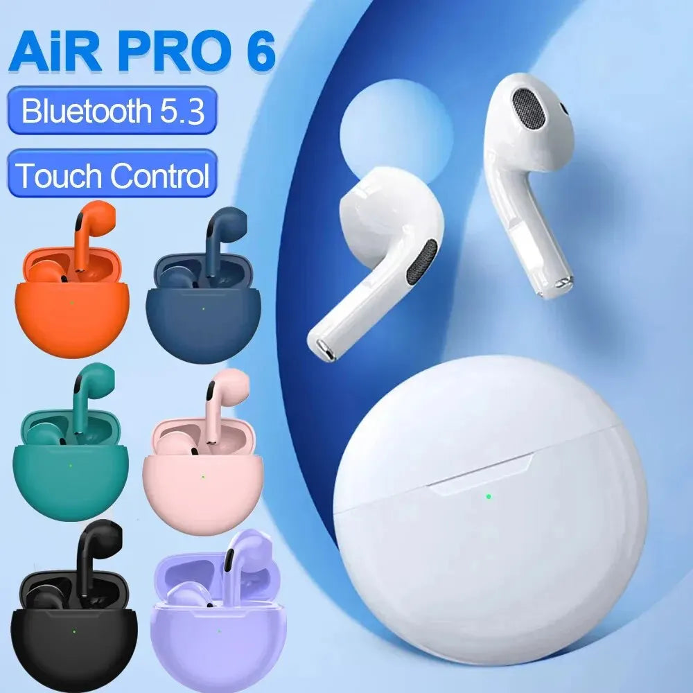 Air Pro 6 TWS Wireless Bluetooth Headset 5.3 Headphone Mini Earphone with Mic Charging Box for Xiaomi iPhone Earbuds