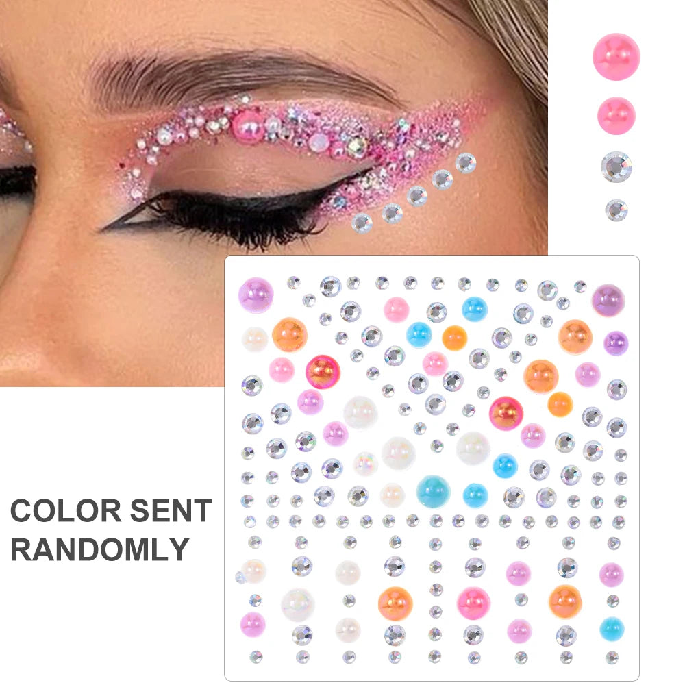 3D Face Eyes Party Makeup Tattoo Sticker Acrylic Diamond Rhinestones Sticker Self-adhesive Mixed Crystal Face Decoration Sticker