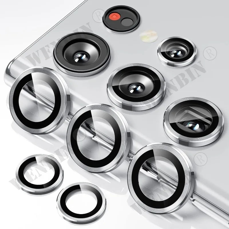 2 Pcs Camera Lens Protector For Samsung S25 S24 Ultra Plus A56 A55 9H Tempered Glass Screen Protector Cover Film Metal Ring