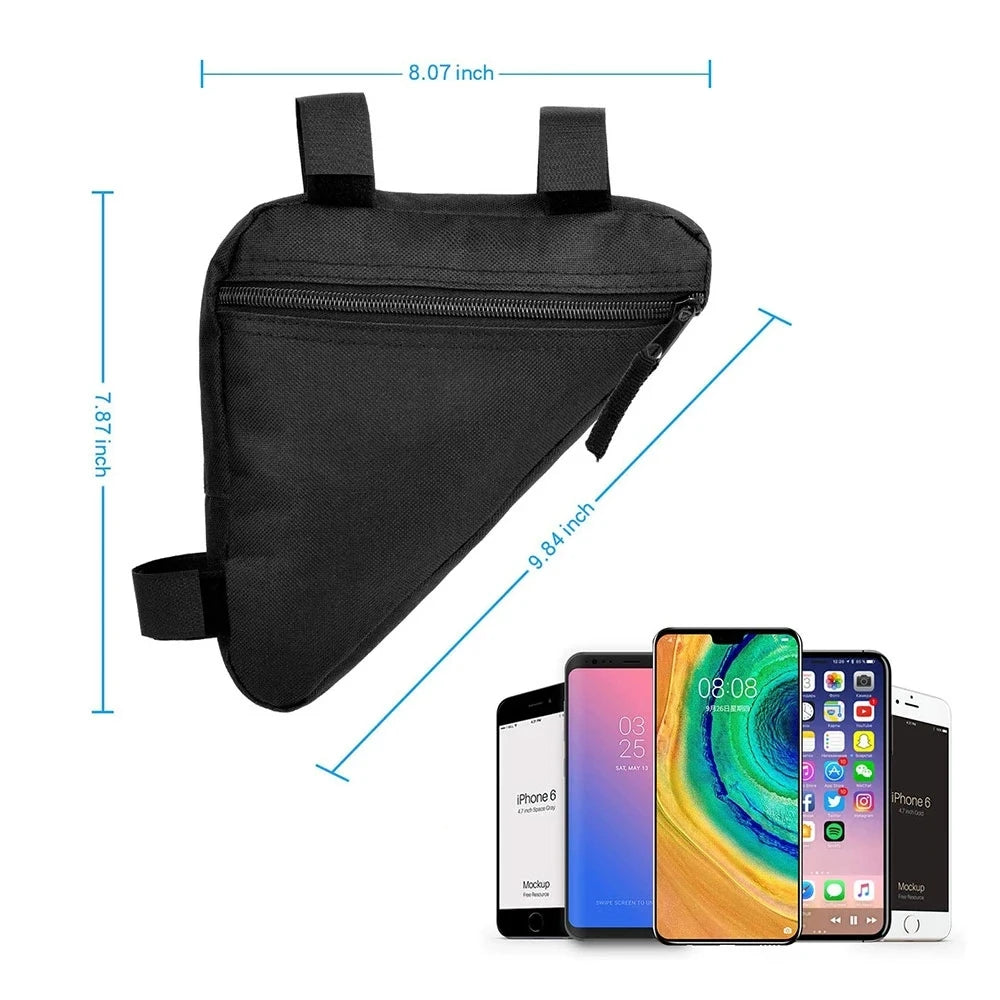 Bicycle Triangle Tool Kit Bag Front Tube Frame Saddle Storage Bag Waterproof Pouch Durable Bike Bag