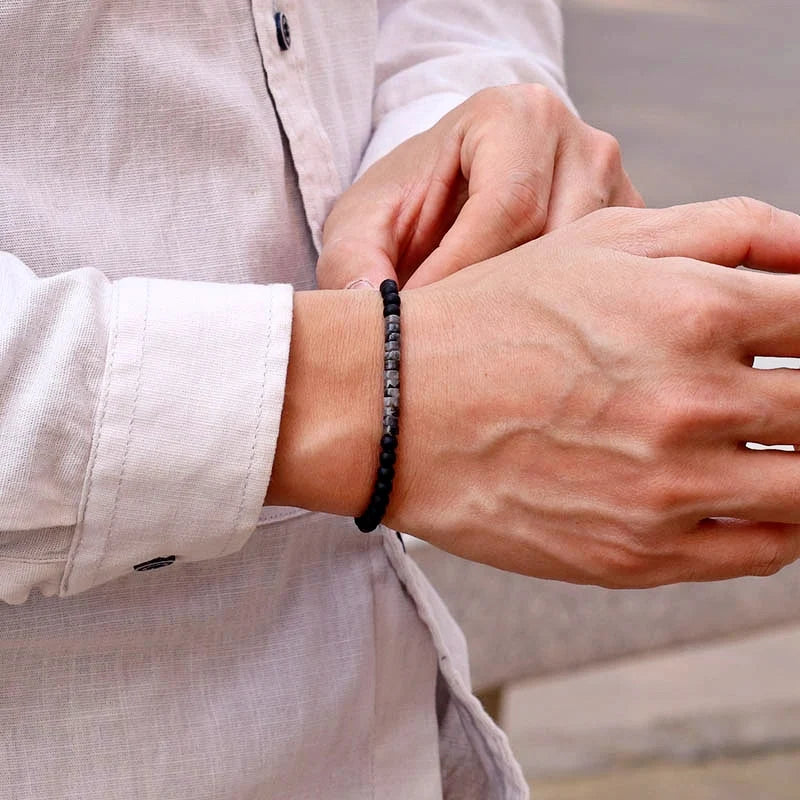 New Minimalist 4mm Bead Bracelet Unisex Emperor Onyx Small Stone Braclet Meditation Yoga Strand Braslet Couple Brazalete Pulsera