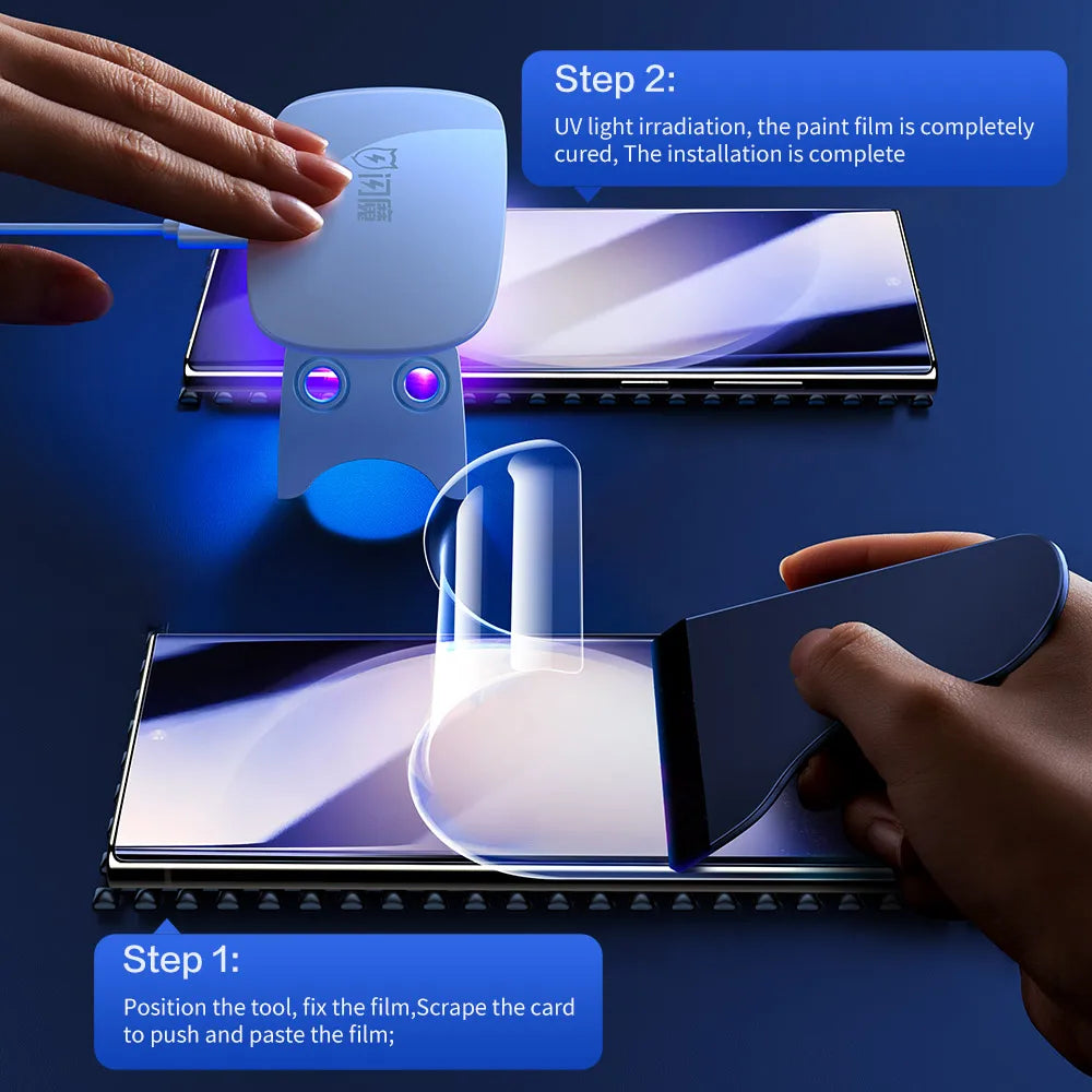 SmartDevil UV Full Glue Full Cover Screen Protector for Samsung S24 Ultra S23 Ultra S22 S25 HD Soft Film Anti-fingerprint