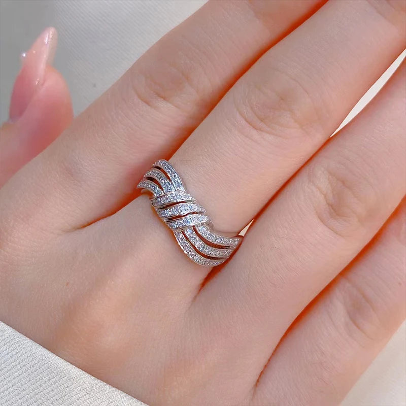 Trendy Proposal Ring Female Statement Jewelry for Engagement Brilliant Zirconia Finger Accessories for Wedding Ceremony