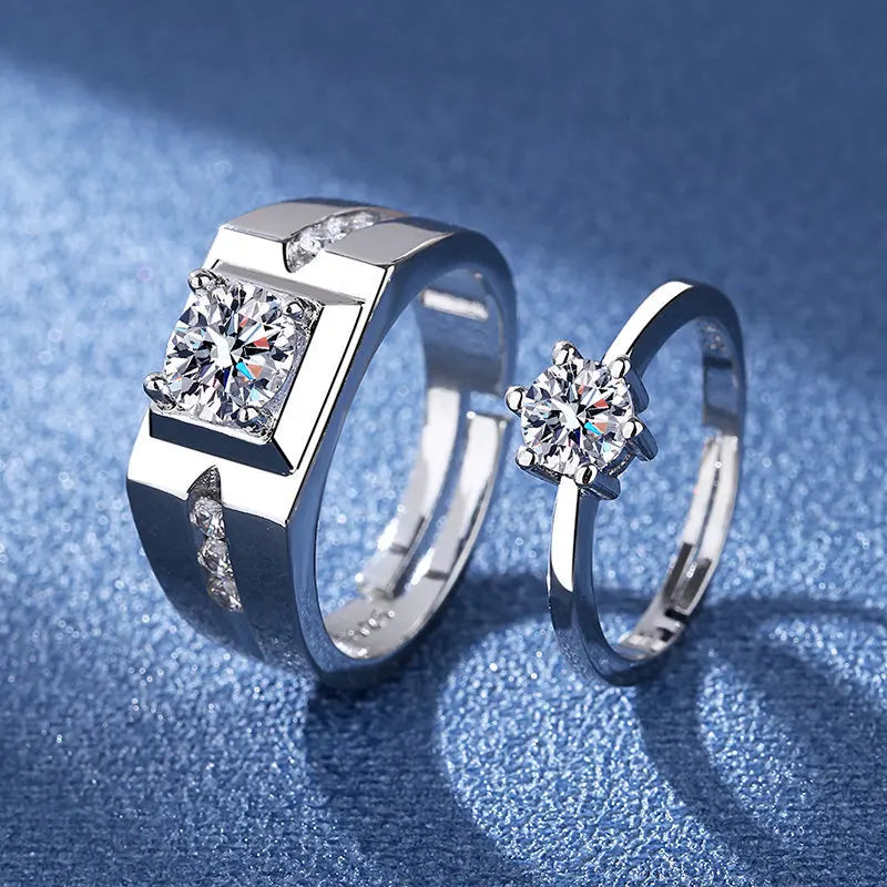 Luxury Crystal Angel Demon Couple Rings for Women Men Romantic Fashion Wings Design Adjustable Engagement Ring Wedding Jewelry